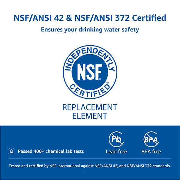 NSF certified filtration performance